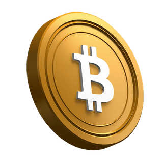 Pièce Bitcoin BTC en position inclinée, utilisée comme élément visuel dans la section hero